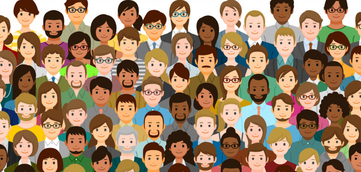illustration of multi-ethnic group of peple