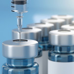 Rendering 3d vaccine medicine bottle flu vaccine anti-vaccination and covid-19