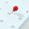 calendar with red pin on 14
