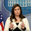 Sarah Huckabee Sanders, pictured in 2017 as the White House press secretary during the Trump administration