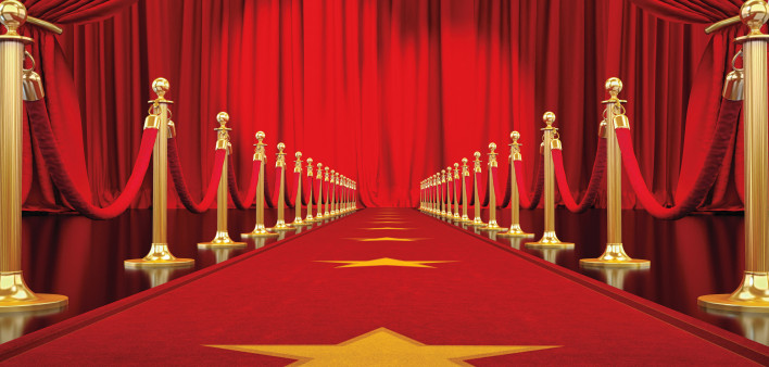 Red Carpet with Gold Star Red Curtains Awards