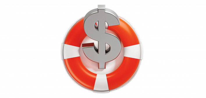life preserver and money symbol