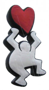 A giant helium balloon honoring artist Keith Haring