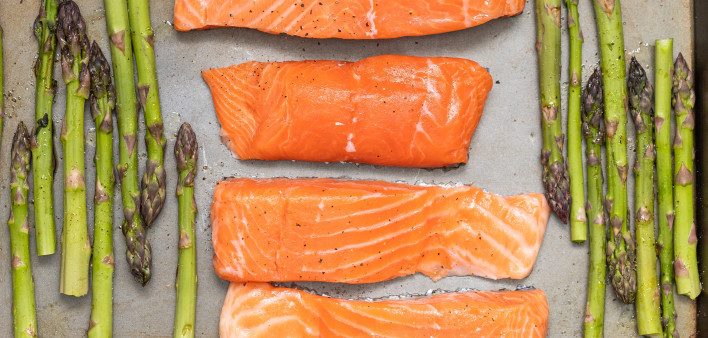 salmon, asparagus, sheet pan dinner, fish, vegetable