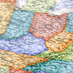 Map of Ohio, Indiana, West Virginia, Kentucky and Illinois