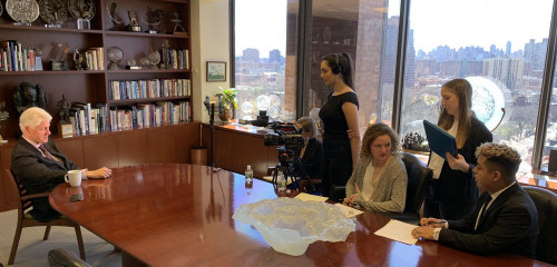 The documentary crew interviews former President Bill Clinton