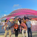 Members of the North Jersey Community Research Initiative, a community-based HIV organization, outside the Puerto Rico Convention Center in San Juan for #2022USCHA.