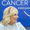 First Lady Jill Biden and clinical trials navigator Kami Pullakhandam speak about breast cancer research October 7, 2022, at UCSF.