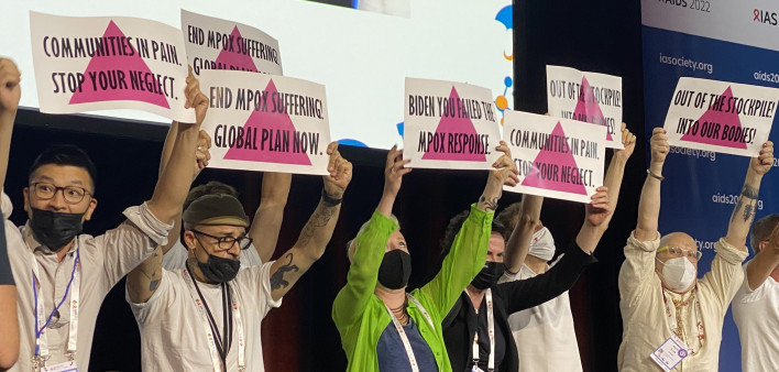 Monkeypox protest at AIDS 2022