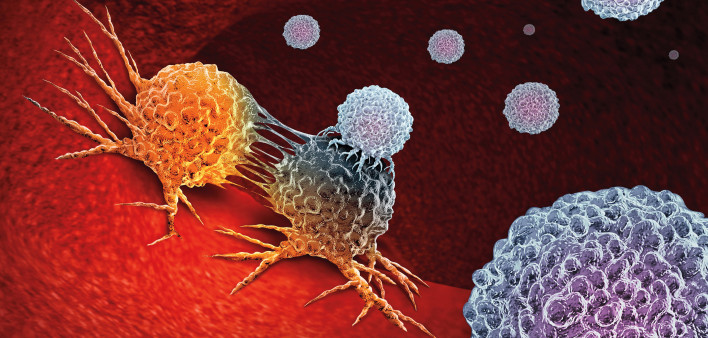 Cancer Immunotherapy as a human immune system therapy concept as a biomedical or biomedicine oncology treatment using the natural T cell fighting properties of the body as a 3D render.