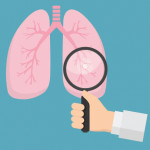 illustration magnifying glass examining lungs