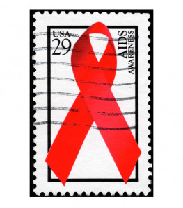AIDS Awareness red ribbon stamp