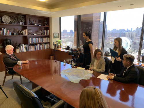 The documentary crew interviews former President Bill Clinton