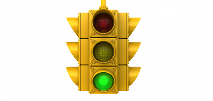 Traffic light with green light illuminated