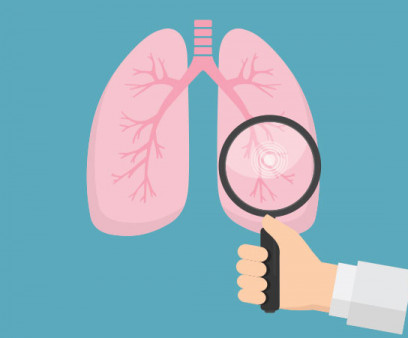 illustration magnifying glass examining lungs