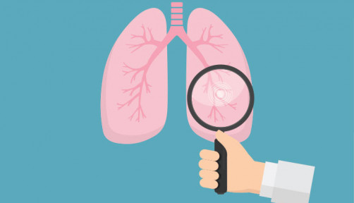 illustration magnifying glass examining lungs