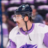 Erik Gudbranson of the Columbus Blue Jackets Blue shows off a mustache for Hockey Fights Cancer.