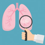 illustration magnifying glass examining lungs