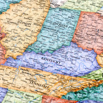 Map of Ohio, Indiana, West Virginia, Kentucky and Illinois