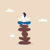 illustration woman meditating balance on rocks