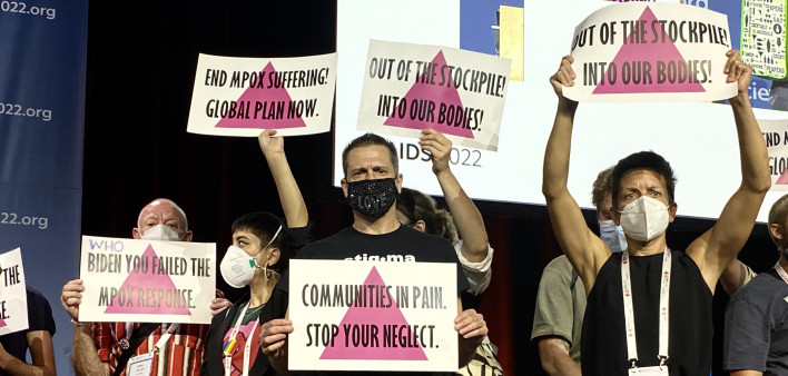 Monkeypox protest at AIDS 2022