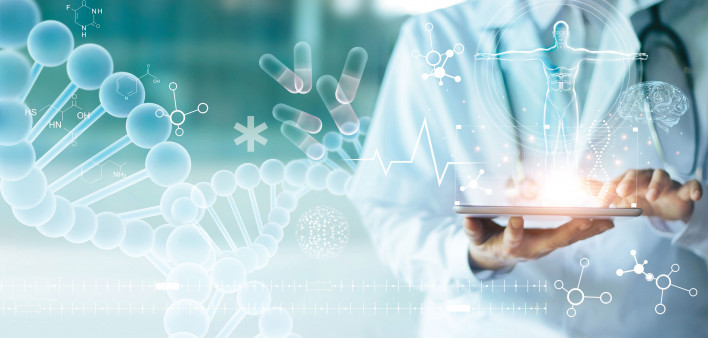 DNA Pills molecules lab illustration science research