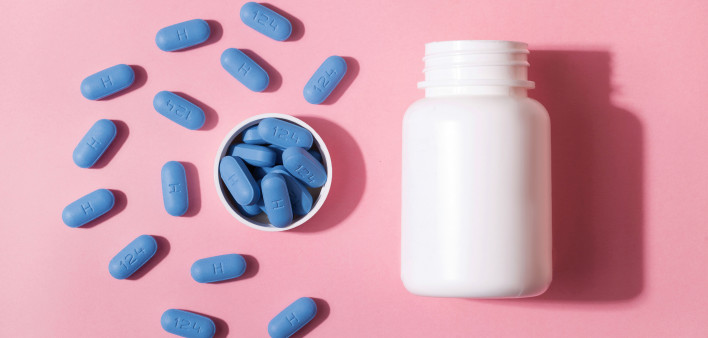 blue pills white bottle PrEP