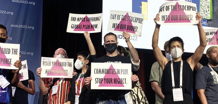 Monkeypox protest at AIDS 2022