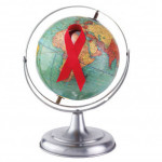 Globe red ribbon world aids day