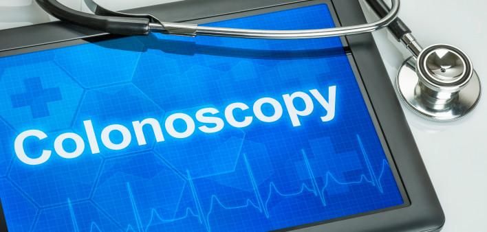 Tablet with the text Colonoscopy on the display