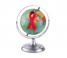 Globe red ribbon world aids day