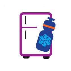refridgerator and water bottle graphic