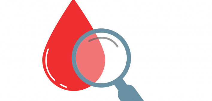 illustration magnifying glass and blood drop