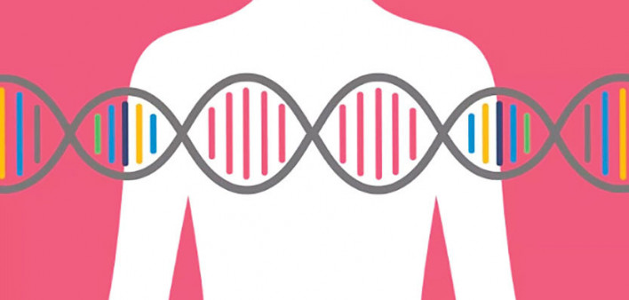 figure of woman with DNA over chest