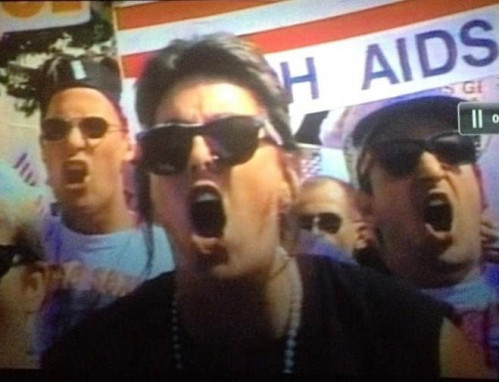 Video capture image of Mary Lucey circa 1992 from an ACT UP Los Angeles video