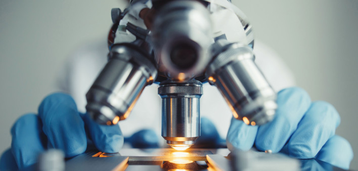 microscope in lab