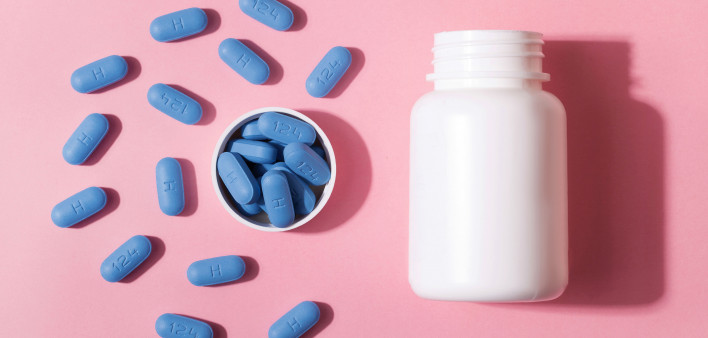 blue pills white bottle PrEP
