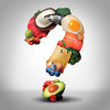 question mark formed from healthy foods with healty fats