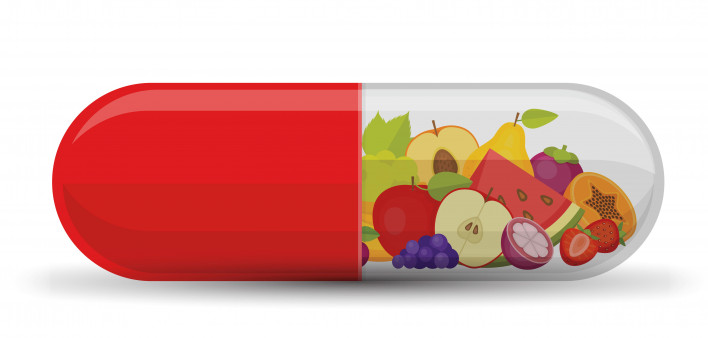 illustration pill with fruit inside