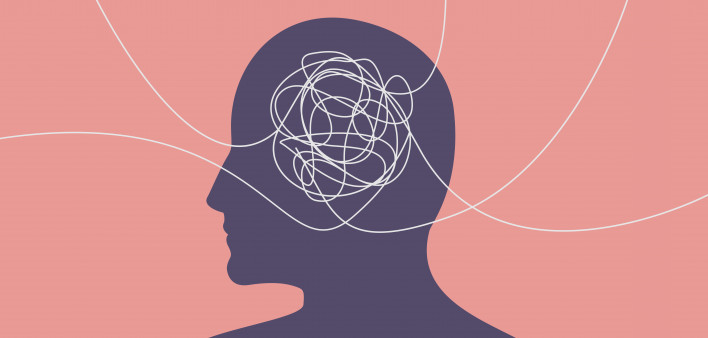 illusttration of purple head with lines squiggles in brain