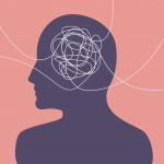 illusttration of purple head with lines squiggles in brain
