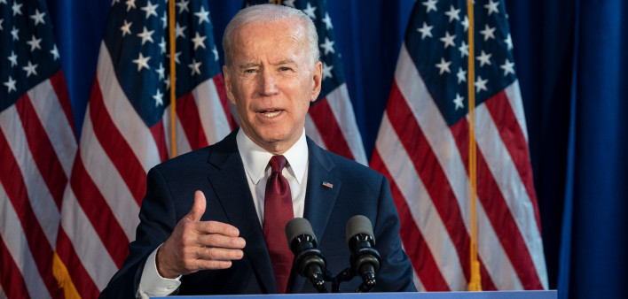 Former Vice President & Democratic hopeful Joe Biden made foreign policy statement at Current on Pier 59