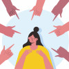 illlustration fingers pointing at woman