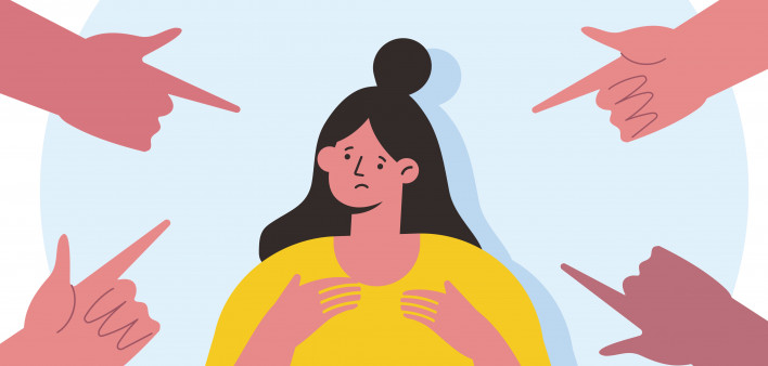 illlustration fingers pointing at woman