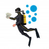 scuba diver holding money