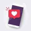 illlustration phone with heart in text bubble