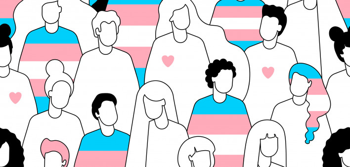 Transgender crowd of people seamless pattern.