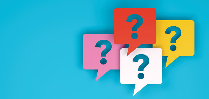 speech bubbles with question marks illustration