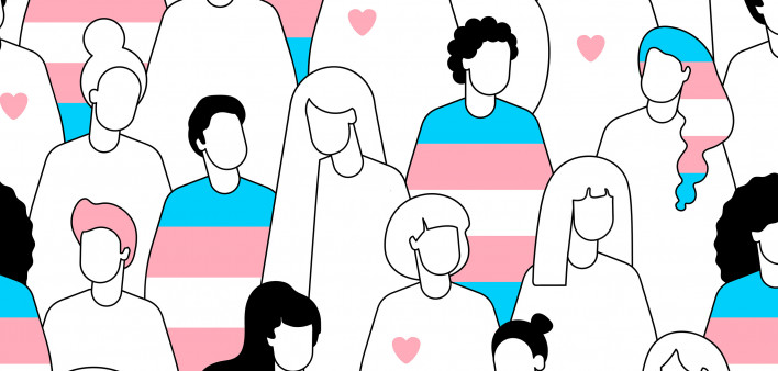 Transgender crowd of people seamless pattern.