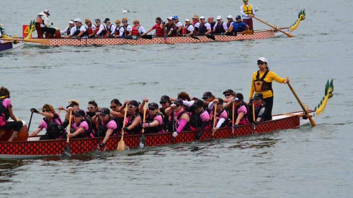 September 2019, the Los Angeles Pink Dragons racing in the San Diego International Dragon Boat Race